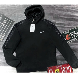 Áo Khoác Dù Nhẹ Có Mũ 2 Lớp Chống Nắng Màu Đen Thêu Áo Khoác Gió Nam Nữ Thể Thao Túi Trong Line Xuông