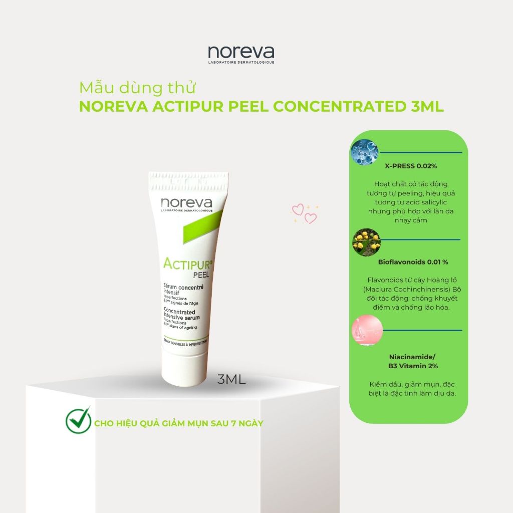 [SẢN PHẨM DÙNG THỬ] Serum kiềm dầu giảm mụn Noreva Actipur Peel Concentrated 3ML