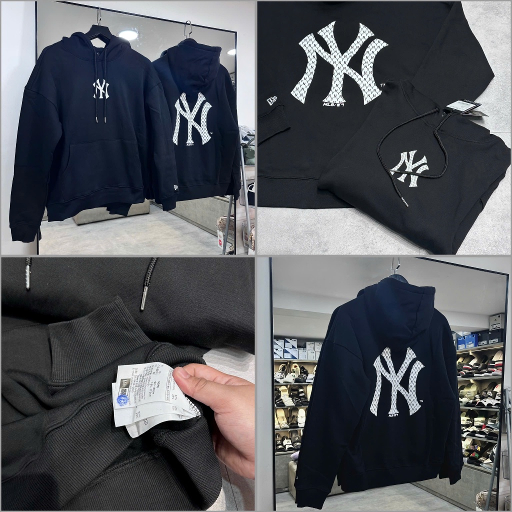 [Authentic💯] ÁO HOODIE NEW ERA NEW YORK YANKEES XÁM 14385097 * ÁO HOODIE NEW ERA CÓ MŨ CHÍNH HÃNG FU