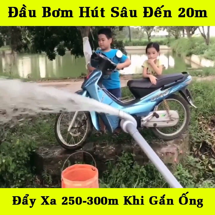 Đầu bơm nước gắn xe máy ống 76 chạy cực tiện lợi