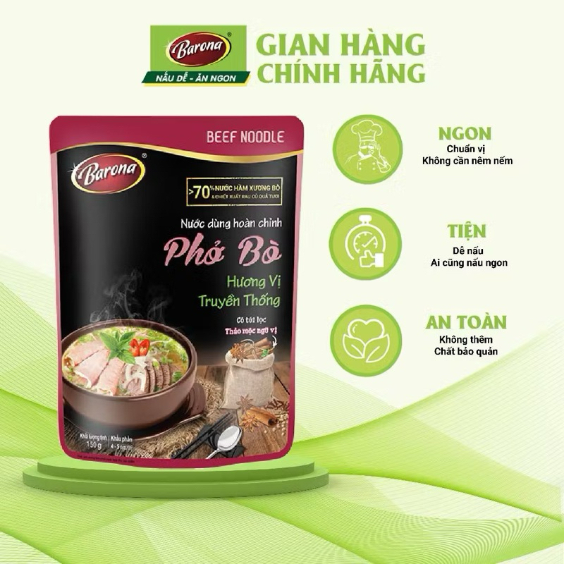 *SALE* Nước dùng gia vị hoàn chỉnh phở bò Barona 150g chuẩn vị tươi ngon không cần nêm nếm