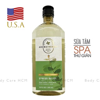 (Hàng Mỹ) Sữa tắm tạo bọt hương Spa thư giãn tinh dầu bạc hà Stress Relief Eucalyptus Spearmint - Bath & Body Works
