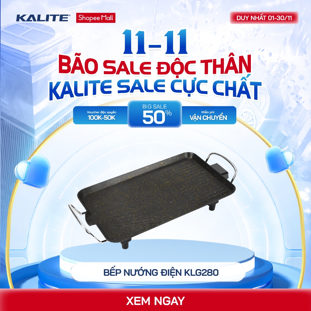 Bếp nướng điện Kalite KLG280 , Công suất: 1500W,bếp nướng chống dính nướng không sinh khói bảo hành 12 tháng