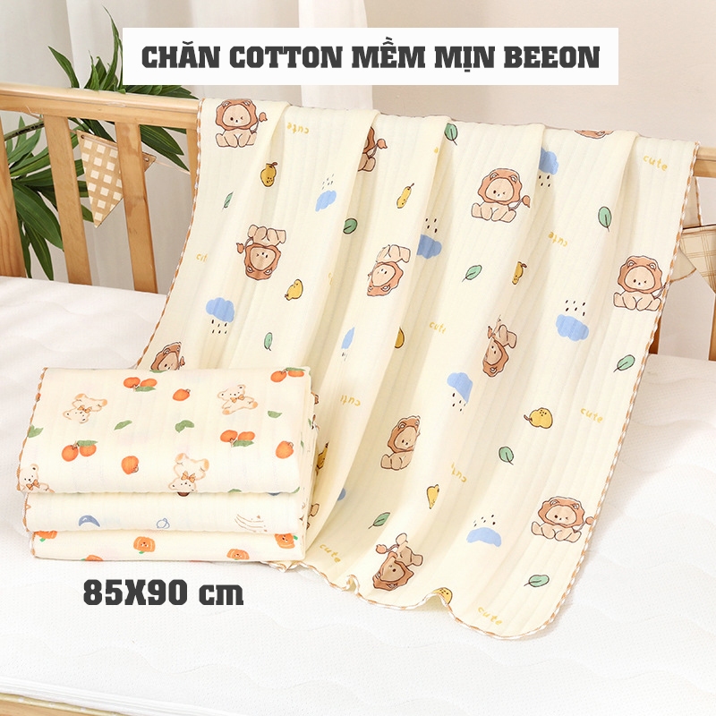 Chăn đắp cho bé BeeOn vải cotton 3 lớp mềm mịn thoáng khí, dùng làm khăn quấn, ủ choàng 90x85cm