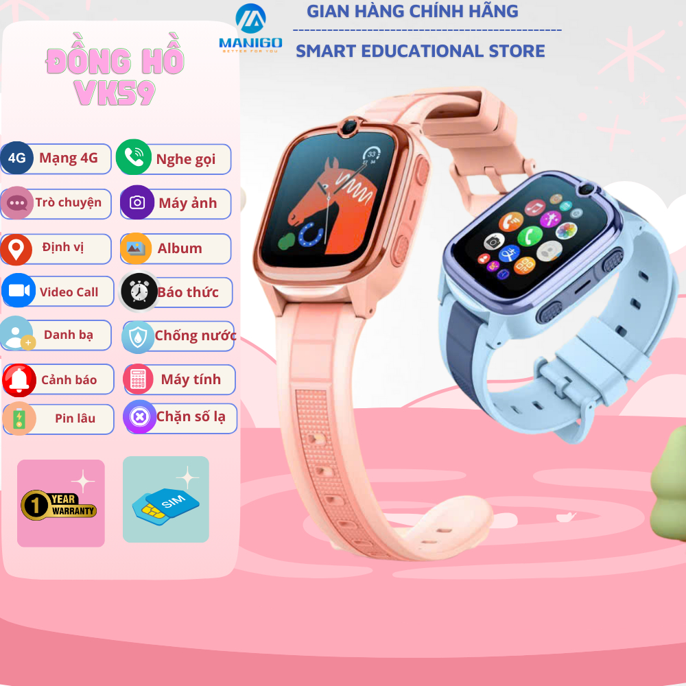 Đồng hồ thông minh trẻ em Valdus VK59 Kid 4G Video Call định vị chính hãng bảo hành 1 năm