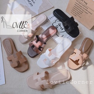 LOVIIECORNER DÉP LÊ NỮ - DÉP NŨ THỜI TRANG CHỮ H ĐÉ BỆT CHẤT DA XỊN D190660
