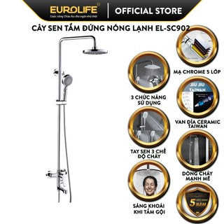 Sen bộ tắm đứng nóng lạnh, chất liệu đồng mạ Chrome Eurolife EL-SC902