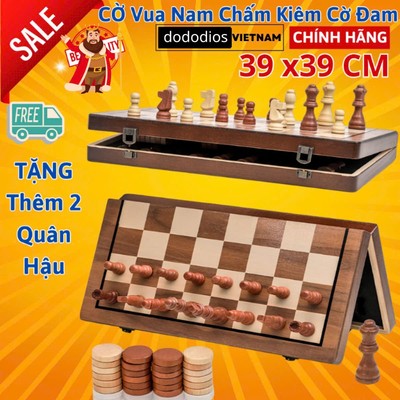 Cờ Vua Nam Châm Bằng Gỗ Tần Bì Lực Hút Mạnh Tặng Kèm 2 Quân Hậu Kết Hợp Cờ Đam – Cờ Caro 2 Trong 1 Chính Hãng Dododios
