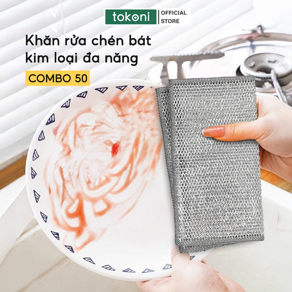 Combo 50 Khăn Rửa Chén Dây Kim Loại JYoohome Đa Năng Chà Bồn Rửa Bát Cọ Rửa Xoong Nồi Không Mài Mòn