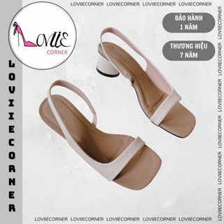 LOVIIECORNER GIÀY SANDAL CAO GÓT NỮ MŨI VUÔNG  - PHỐI MÀU HIỆN ĐẠI - GÓT TRỤ TRÒN 5 PHÂN - G240933
