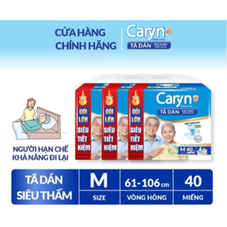 Tã bỉm dán người lớn/già siêu thấm CARYN SIZE M40 -L40