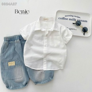 Áo sơ mi trắng cho bé trai ngắn tay tay dài BERNIE bé 9 đến 25kg đi học đi chơi đi tiệc