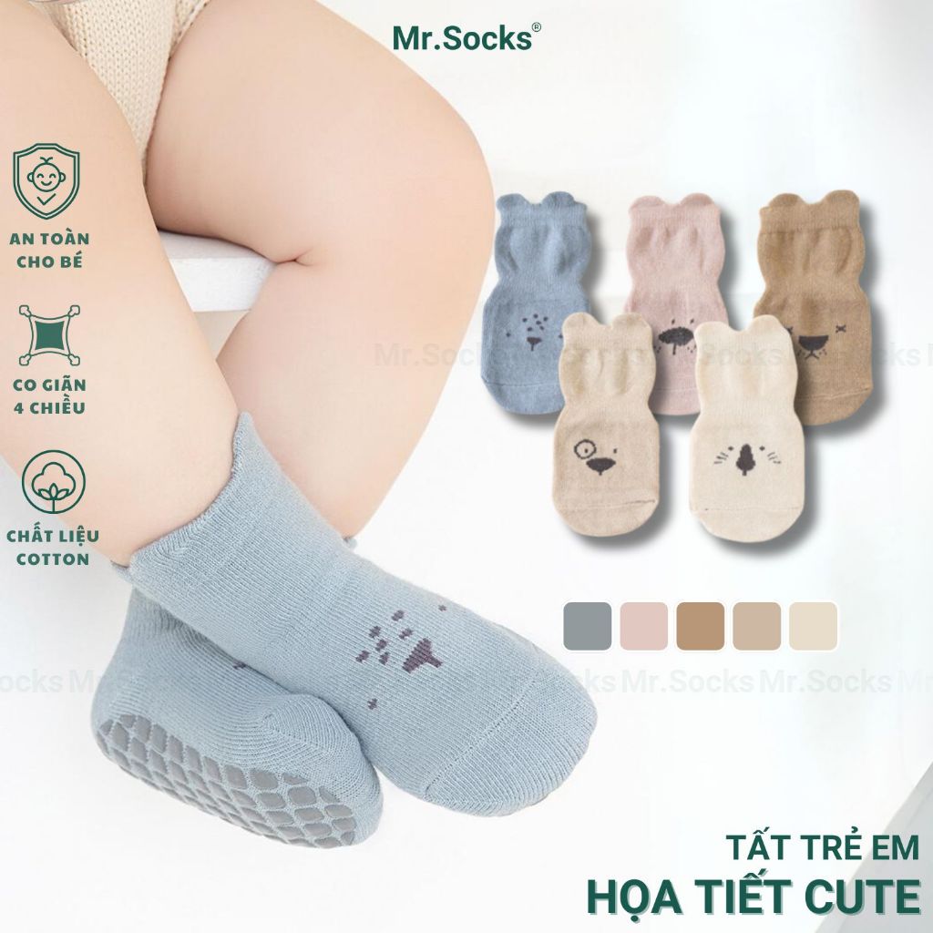 Vớ chống trượt ngã tập đi cho bé Mr.Socks, tất trẻ em có đệm silicon chống trượt YIQ-BC001-1DOI