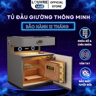 Tủ Đầu Giường Louvre Furniture Tab Đầu Giường Kết Hợp Két Sắt Thông Minh Loa BLT, Đèn Led 3 Chế Độ
