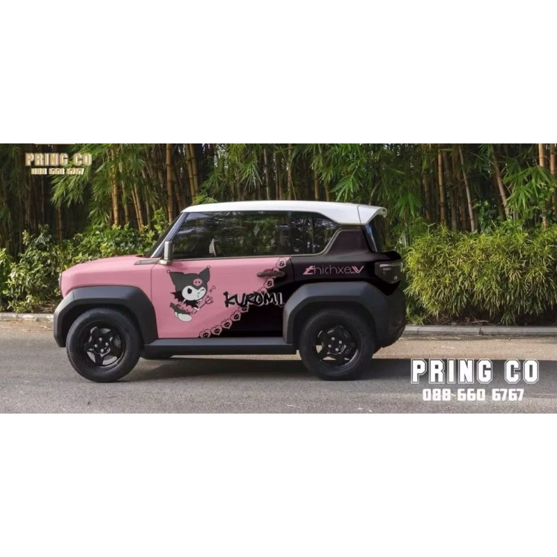 tem dán xe vf3 mẫu KUROMI mầu hồng đen siêu cute | decal 3 lớp bảo hành 1 năm