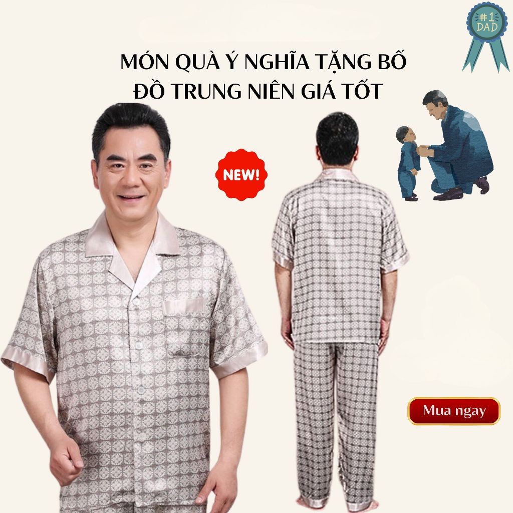 Bộ quần áo mặc nhà cho người già, bộ quàn áo pyzama  cho ông cho bố mềm mát