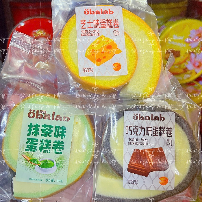 Bánh bông lan cuộn tròn socoola/matcha/phô mai Obalab thơm ngon (cái)