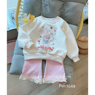 quân áo trẻ em, bộ nỉ cho bé mặc tết in hình và quần len loe cho bé gái