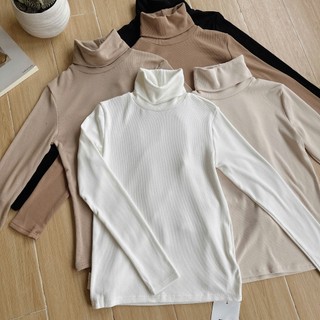 Áo thun nữ cổ lọ có lớp giữ nhiệt màu basic 1838