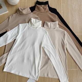 Áo thun nữ cổ lọ có lớp giữ nhiệt màu basic 1838