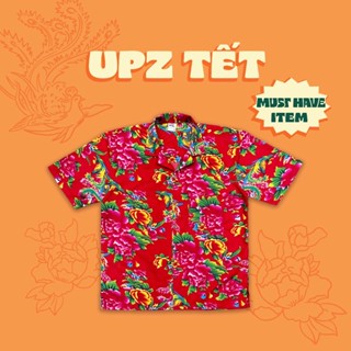 UPZ Áo Sơmi Cổ Danton Unisex Họa Tiết Con Công (2 Màu)