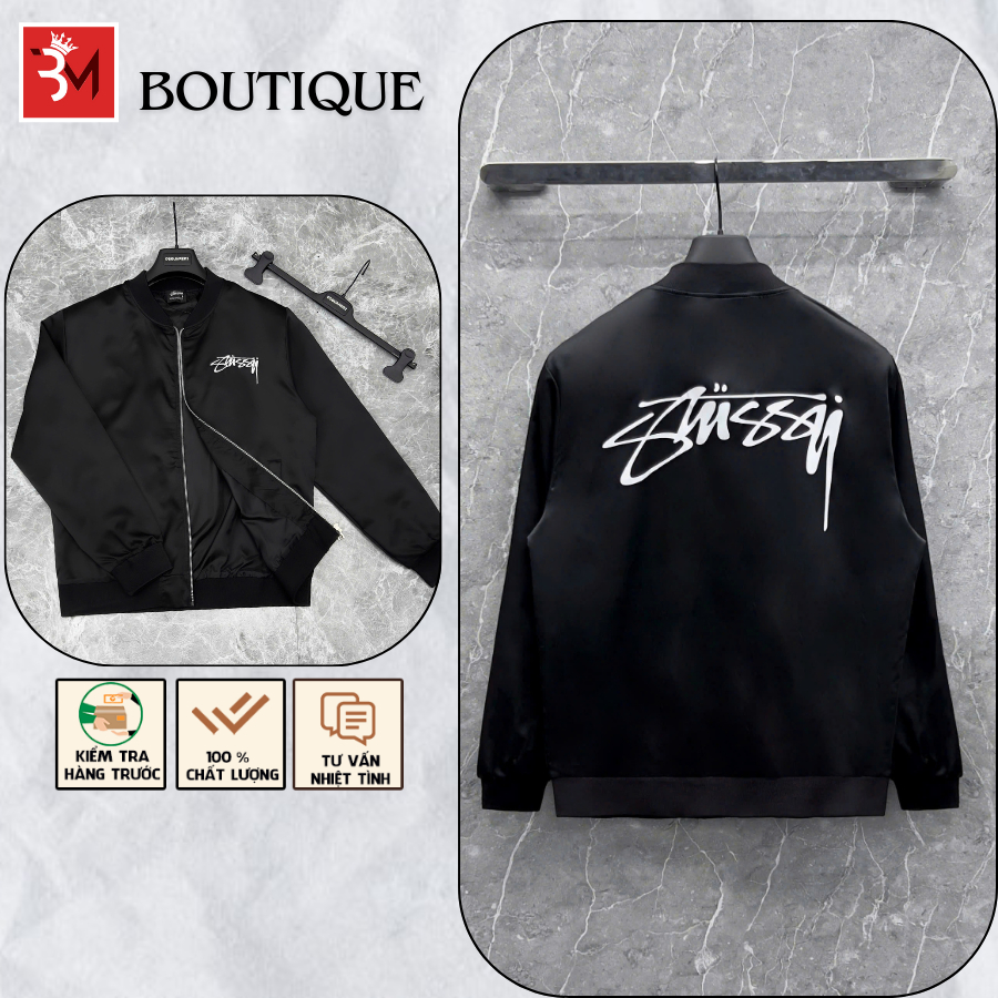 Áo Khoác Bomber Nam Stussy In Chữ Thương Hiệu - Áo Khoác Bomber Nam Nữ Chất Gió Cao Cấp 123082