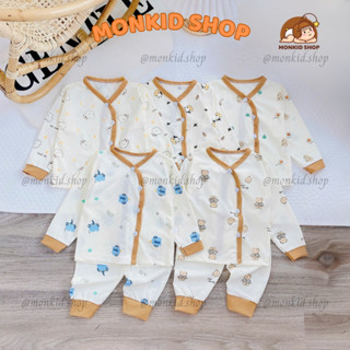 Combo 3/5 bộ quần áo dài tay chất tăm lạnh hàn quốc cho bé trai và bé gái sơ sinh từ 3-9kg