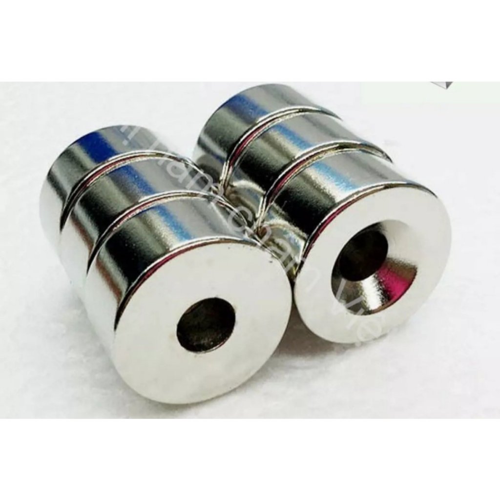 Set từ 1 đến 5 viên] Nam châm tròn trắng có lỗ (lỗ Col và lổ bằng)
