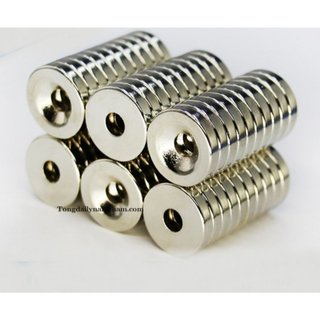 Set từ 1 đến 5 viên] Nam châm tròn trắng có lỗ (lỗ Col và lổ bằng)