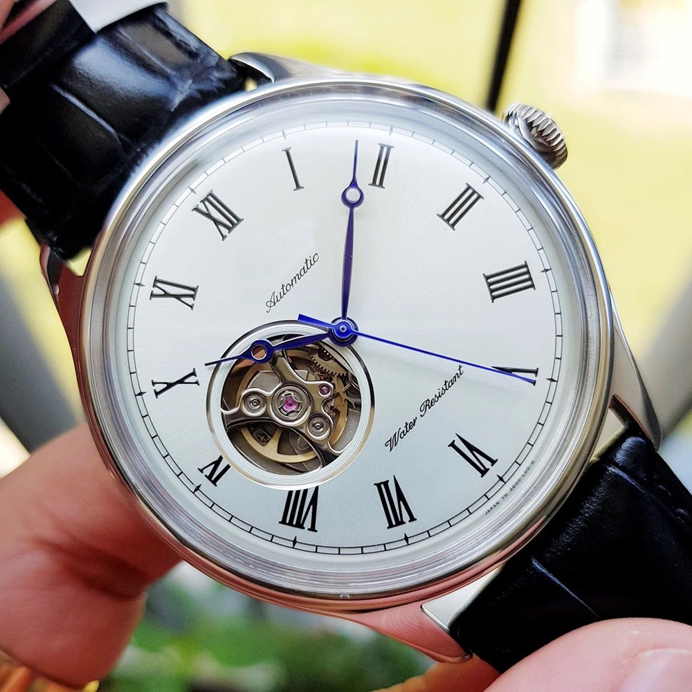 Đồng Hồ Cơ Nam Automatic Lộ Tim Máy ORT N005 Dây Da Số La Mã Cao Cấp Máy Nhật Mới, Đồng Hồ Đeo Tay