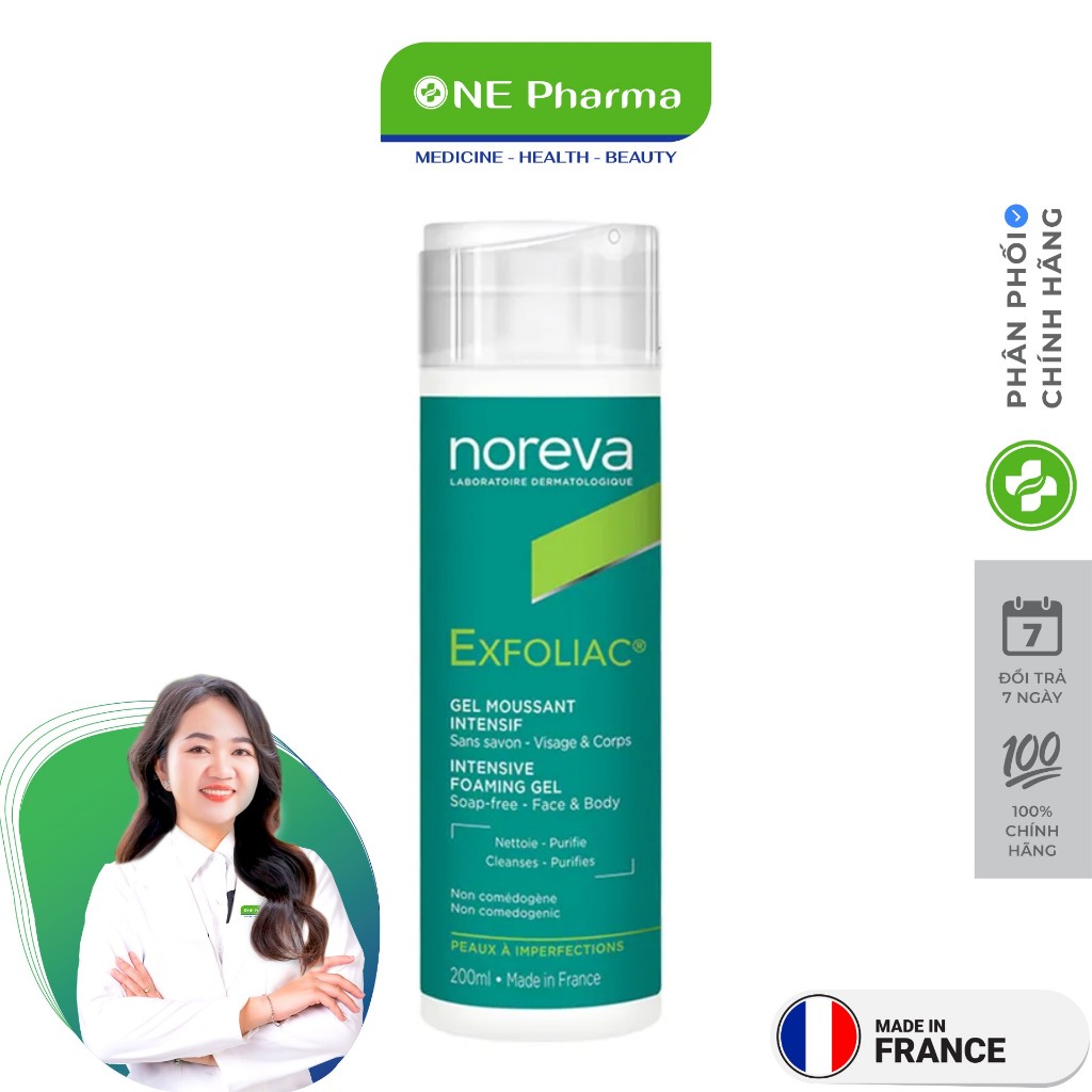 Sữa Rửa Mặt Cho Da Dầu Mụn Noreva Exfoliac Intensive Foaming Gel 200ML