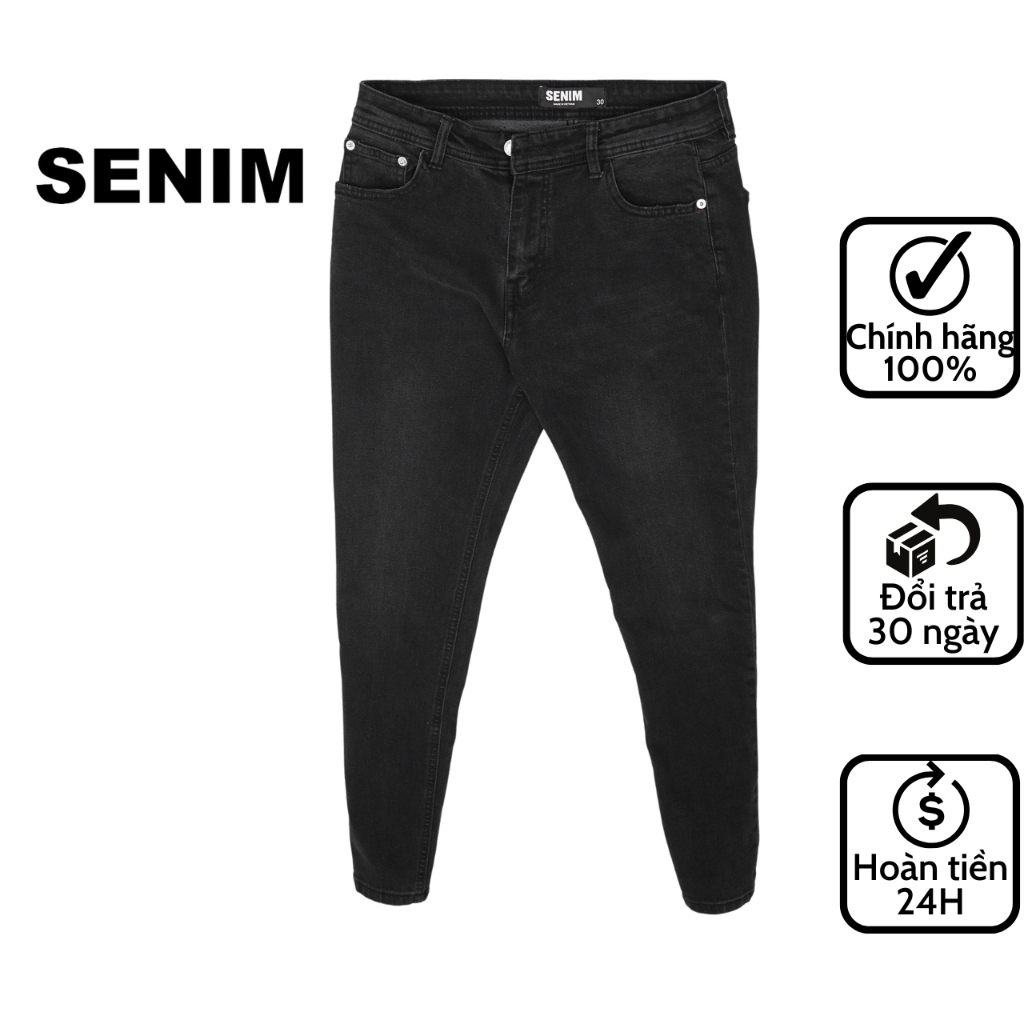  Quần jean nam SENIM Quần bò nam vải Denim co giãn form slimfit Jean đen mài 21082D 