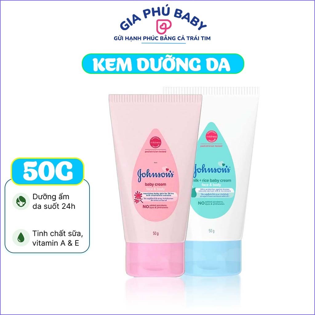 Kem dưỡng da Johnson baby tuýp 50g. Jonson giúp bôi nẻ, dưỡng ẩm an toàn cho bé