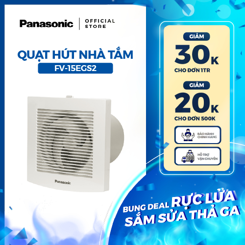 Quạt hút Panasonic dùng cho nhà tắm dòng chừa lổ 16.5 cm model FV-15EGS2 (5.7W) - KHÔNG GỒM CP LẮP