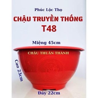  10 Cái Chậu Nhựa Truyền Thống THUẬN THÀNH Trồng Cây T48 Màu Đỏ 