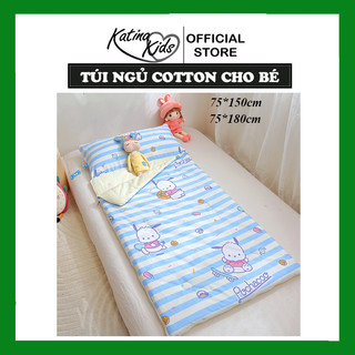 Túi ngủ cho bé đi học Katina kids, nhiều kích thước, có khóa kéo vải cotton mềm mát, thấm hút mô hôi