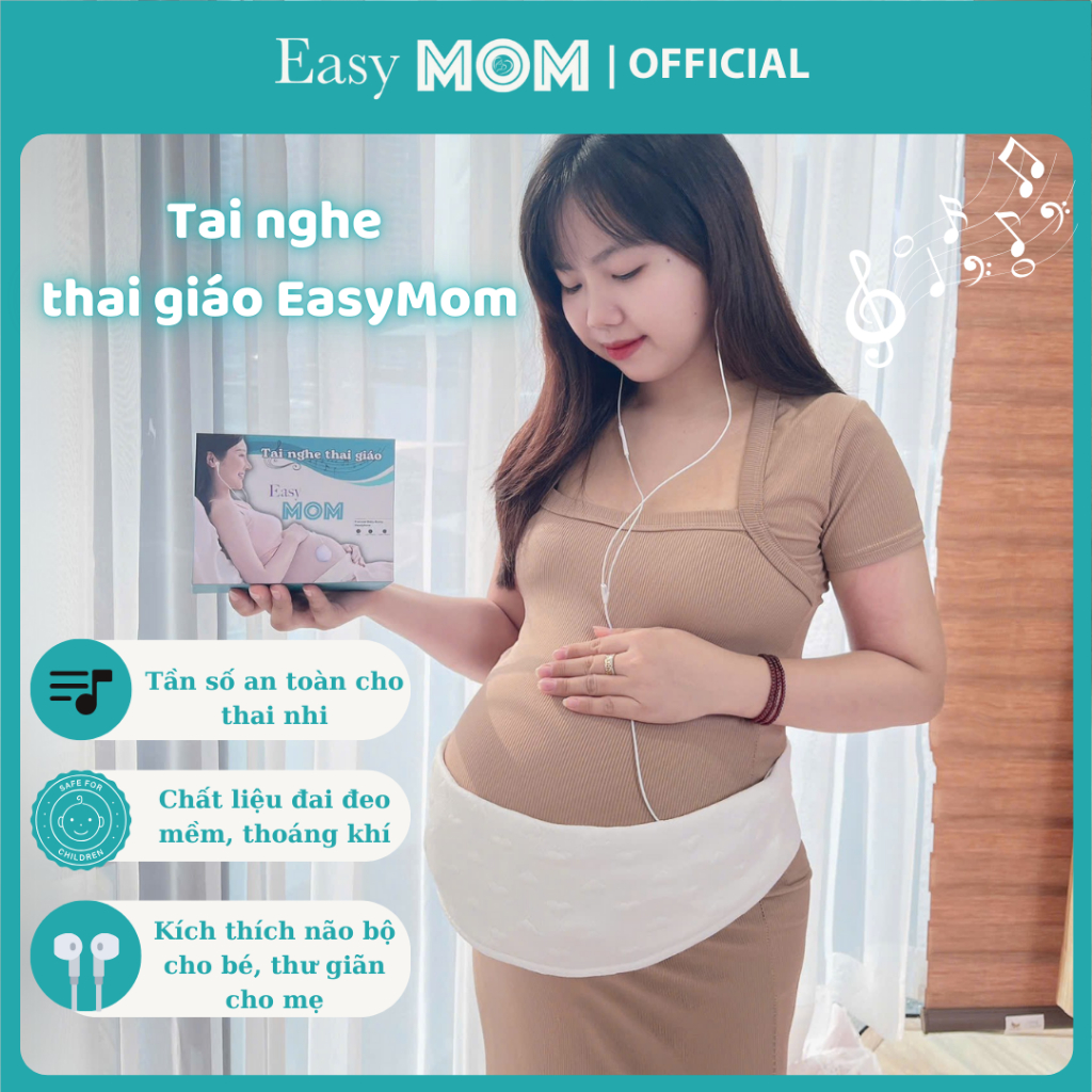 Tai nghe thai giáo cho bà bầu cao cấp EasyMom ( HÀNG MỚI ) kích thích não bộ an toàn cho bé tặng dây tai nghe cho mẹ