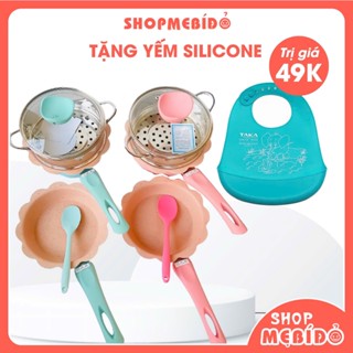 Bộ Nồi Chảo Nấu Cháo Cho Bé Hình Hoa Kèm Xửng Hấp Chế Biến Ăn Dặm Cho Bé Chống Dính Cao Cấp - Shop Mẹ Bí Đỏ