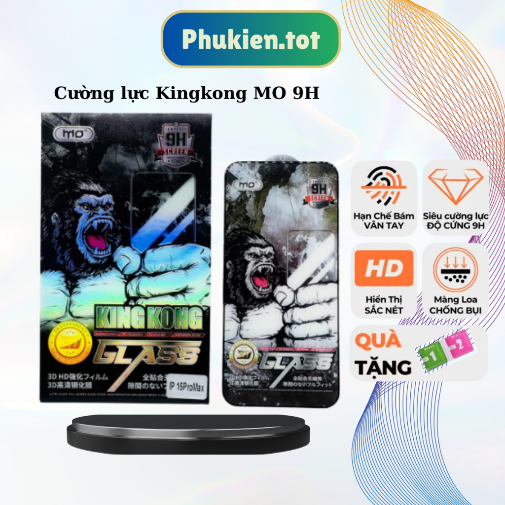 KÍNH CƯỜNG LỰC KINGKONG MO 9H IPHONE 16 15 14 13 12 11 X 678  PRO PROMAX || Kính cường lực thế hệ mớ