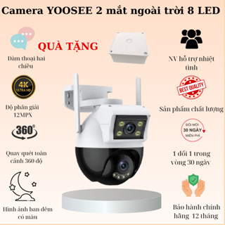 (Lỗi 1 đổi 1) Camera ngoài trời yoosee 2 mắt kép Ptz 8led 12.0Mpx quay 360 độ, siêu nét, góc rộng, có màu ban đêm