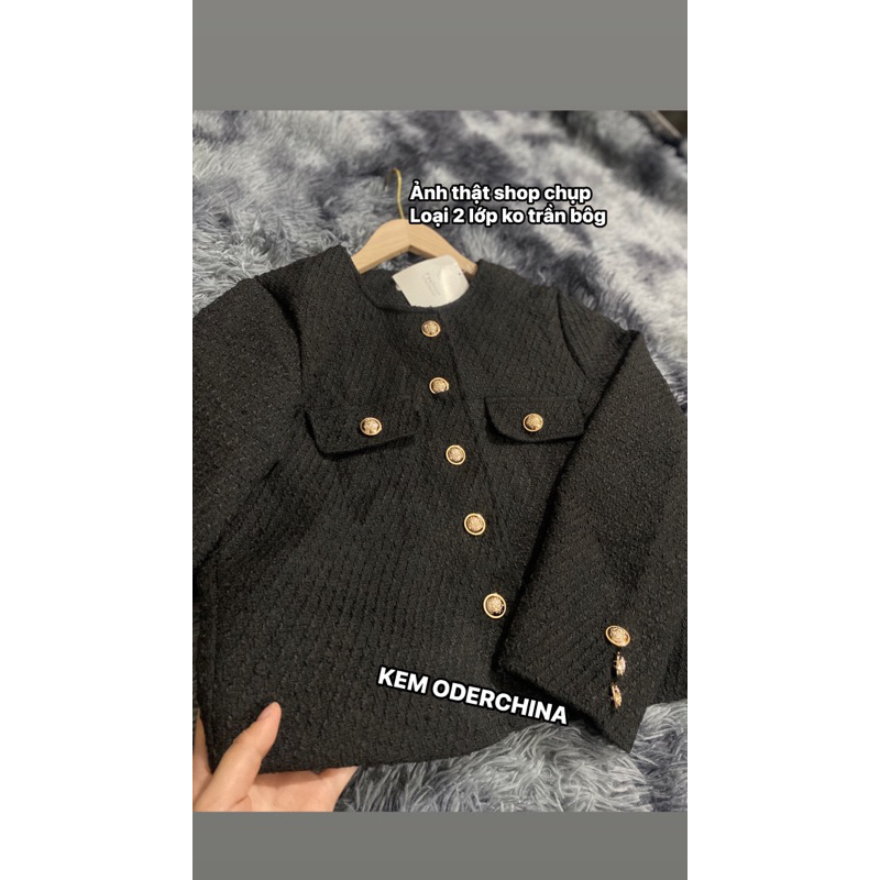 【Sẵn S-XL-Giao Luôn】Áo Dạ Tweed Màu Đen, Cổ Tròn, Cúc vàng Chất Dạ Tweed Dày Dặn Chuẩn Loại Đẹp QC Cao Cấp | BigBuy360 - bigbuy360.vn