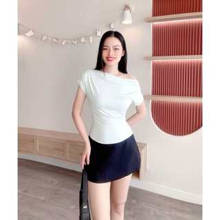 Áo thun cotton cổ thuyền Odelia, co giãn đa chiều