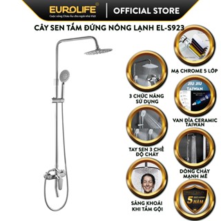 Cây sen tắm đứng nóng lạnh Đồng mạ Chrome Eurolife EL-S923 (Trắng bạc)