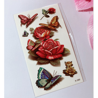 Hình xăm dán cao cấp tattoo hoa hồng to 10x20cm, 10x6cm