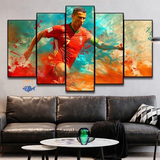  Bộ 5 Tấm Tranh Ghép Dán Tường BÓNG ĐÁ - CẦU THỦ Formex Tráng Gương - Ronaldo CR7 - Neymar - Haaland 