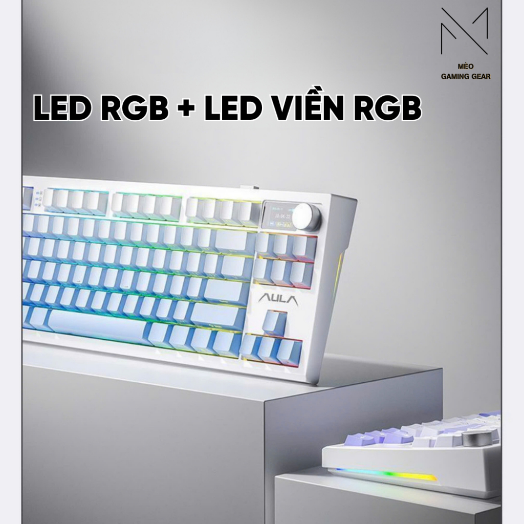 Bàn phím cơ không dây AULA S87 PRO - Mạch xuôi - LED RGB - Màn hình TFT + Núm xoay | BigBuy360 - bigbuy360.vn