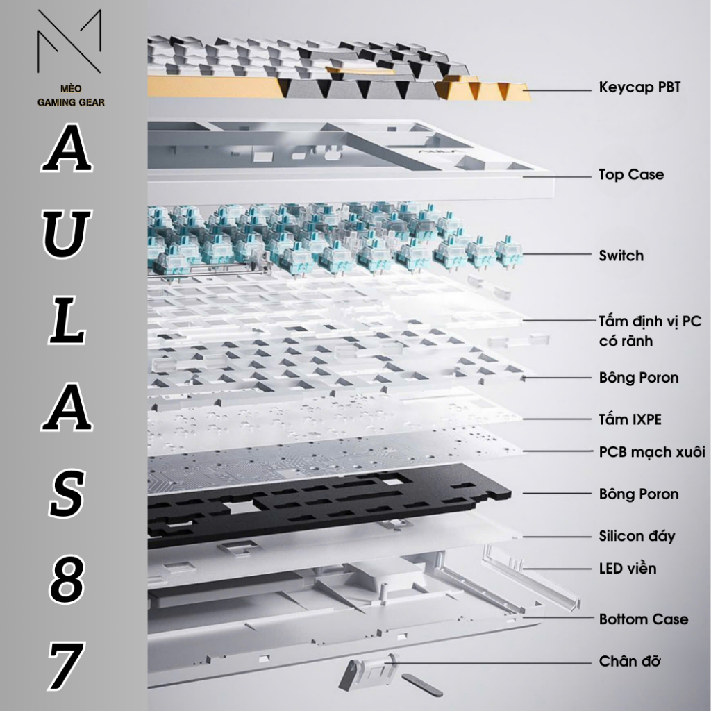 Bàn phím cơ không dây AULA S87 PRO - Mạch xuôi - LED RGB - Màn hình TFT + Núm xoay | BigBuy360 - bigbuy360.vn