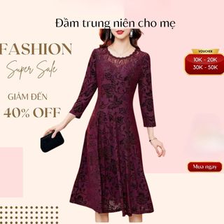 Váy đầm trung niên sang trọng cho mẹ, đầm dự tiệc trung niên, đầm ớt đỏ