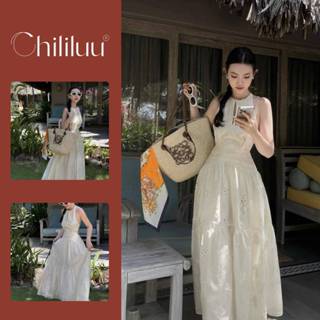 Đầm hở lưng Chililuu váy yếm dáng dài khoét nách hở lưng phong cách sexy