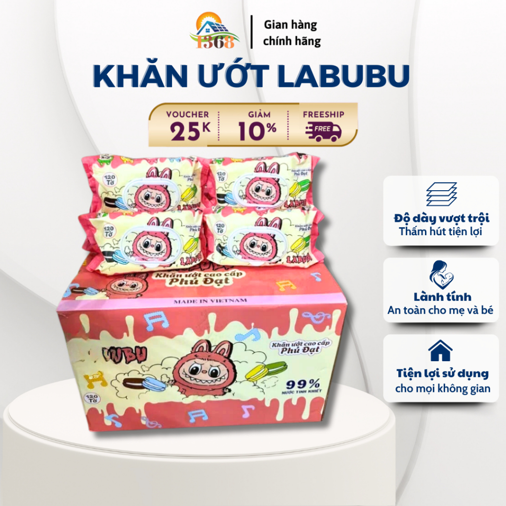 Khăn ướt Labubu Phú Đạt Không Mùi, Không Parapen, An Toàn Khi Sử Dụng. Mẫu Mới 2024